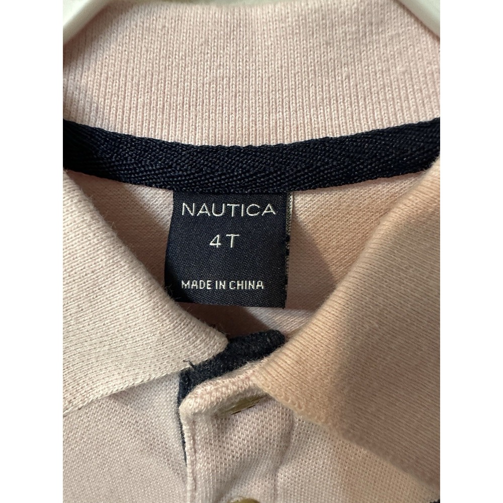 Nautica Toddler Boy Pink Short Sleeve Pique Polo Shirt Size 4T Embroidered Logo - Picture 6 of 7